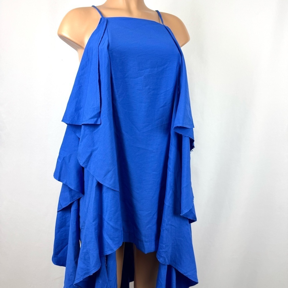 NWT Tisse Brazilian Sz L Royal Blue Mini Dress With Draped Ruffles Boho Grunge - Picture 7 of 16